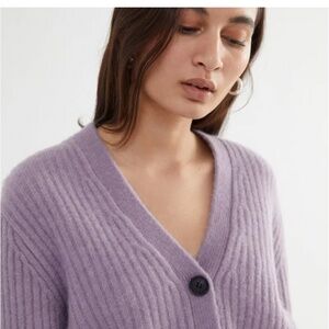 & Other Stories Alpaca Wool Blend Cropped Lilac Button Cardigan Sz XS  NWOT